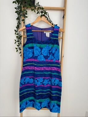 Jessica Howard Sheath Dress Blue Violet Floral Contemporary Size  8